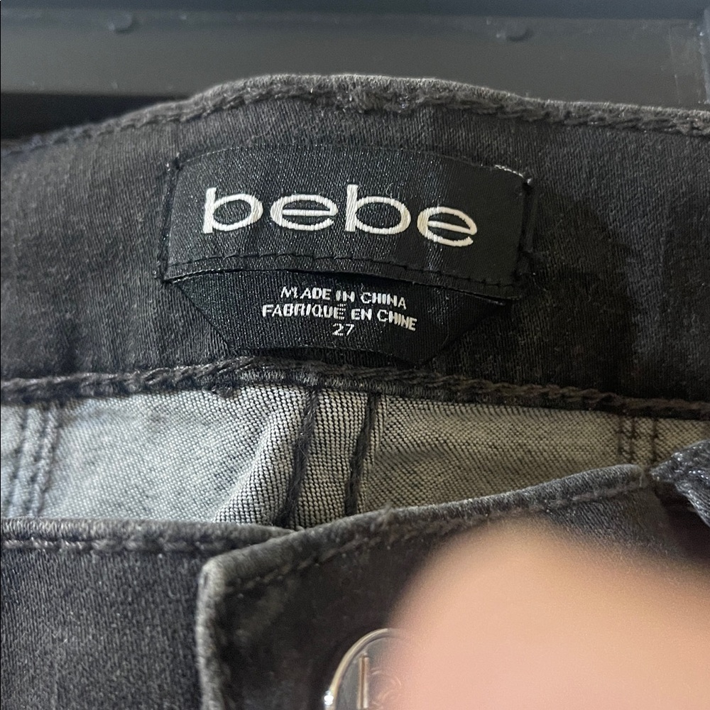 bebe Black Skinny Jeans with rhinestones - Picture 4 of 6